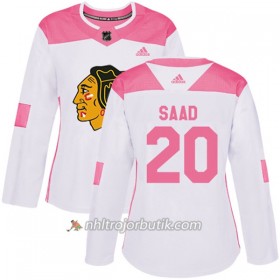 Dame Ishockey Chicago Blackhawks Tröja Brandon Saad 20 Adidas 2017-2018 Vit Rosa Fashion Authentic
